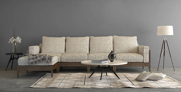 istock Beige sofa in a living room , letter box composition 545586952