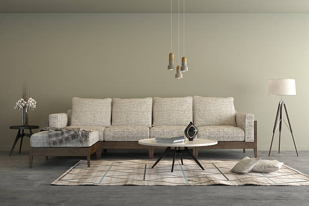 Beige contemporary modern sofa in the living room