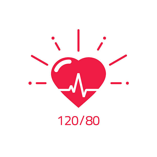 혈압 벡터 아이콘, 좋은 건강 심장 로고, 건강한 펄스 - 고혈압의 stock illustrations