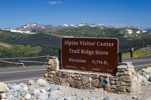 The Alpine Visitor center sits at the top of Trail Ridge Road in Rocky Mountain National Park at an elevation of 11,796 feet above sea level