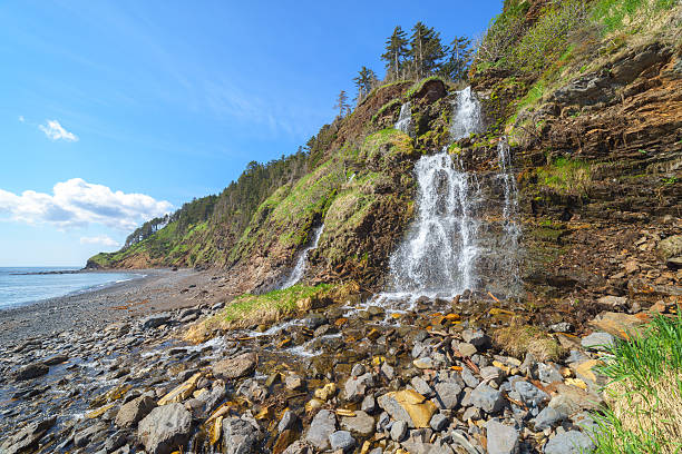 Waterfall, Sakhalin island, Russia.