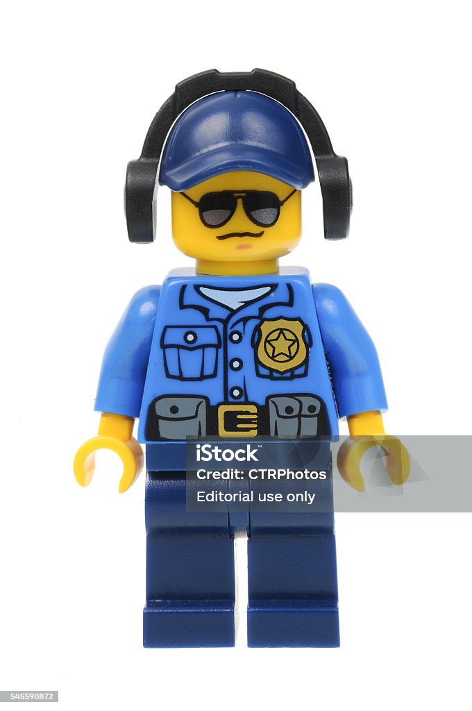 Policeman Minifigure Stock Photo - Download Image Now - Blue-collar Worker, Collection, Cut Out