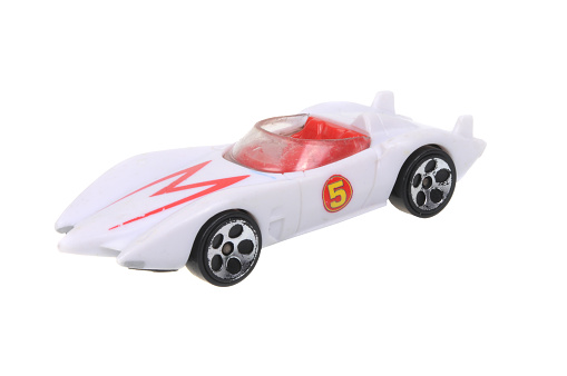 Adelaide, Australia - March 15, 2016:An isolated shot of a Speed Racer Mach 5 Diecast Toy Car. Diecast  toy cars are highly sought after collectables.