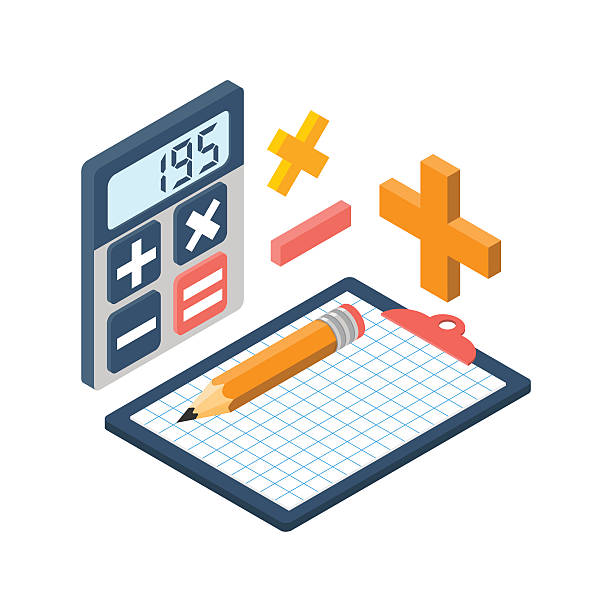 berechnung isometrisch. vektor - tax form tax backgrounds finance stock-grafiken, -clipart, -cartoons und -symbole