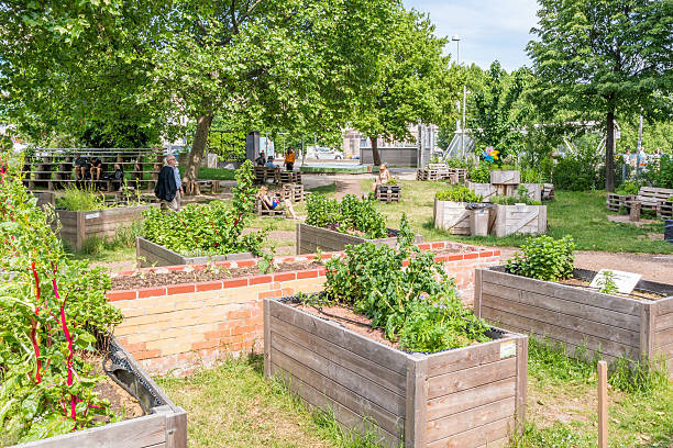 karlsgarten in piazza karlsplatz a vienna, austria - karlsplatz foto e immagini stock