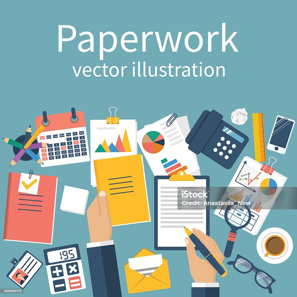 Work Document Image Paperwork Work With Documents Stock Illustration - Download Image Now ...