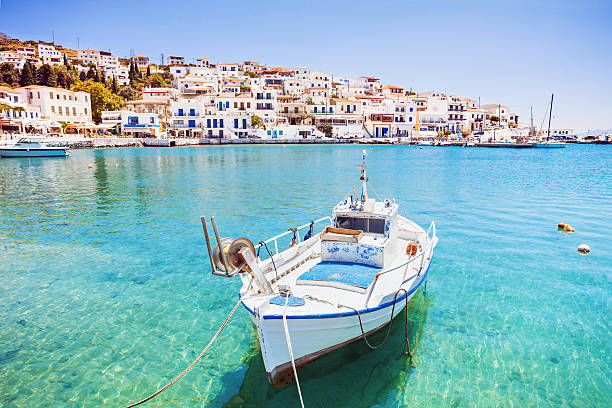 Batsi town, Andros island, Greece View on the Batsi town, Andros island, Greece andros island stock pictures, royalty-free photos & images