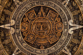 Close view of the aztec calendar