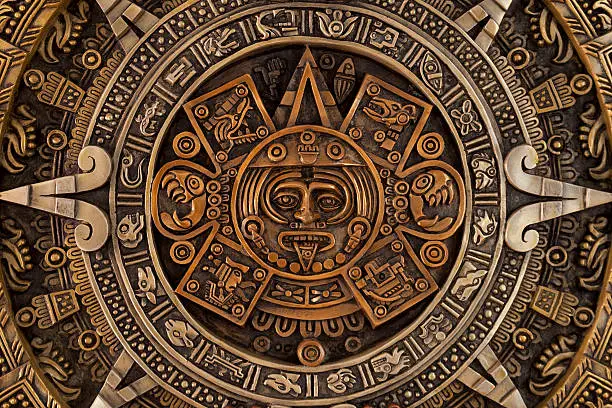 Close view of the ancient Aztec calendar