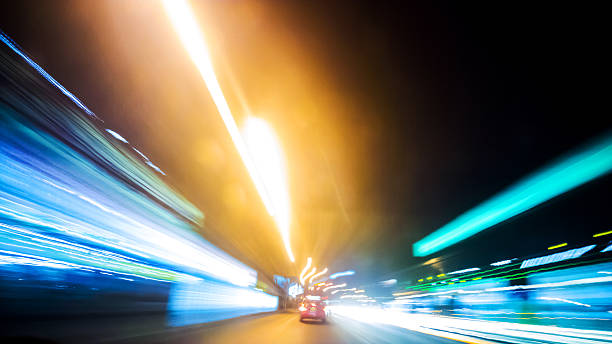 istock Long exposure night traffic light in the city 545636628