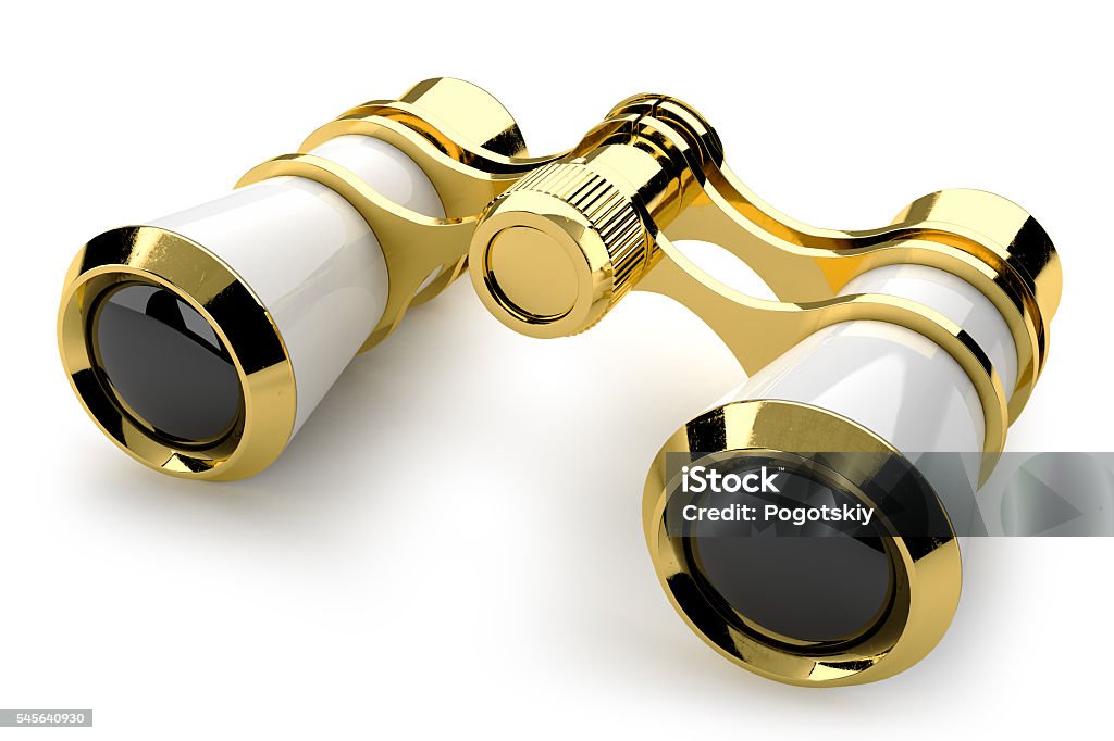 theatrical binoculars 3d Theatre binoculars isolated on white background 3d Binoculars Stock Photo
