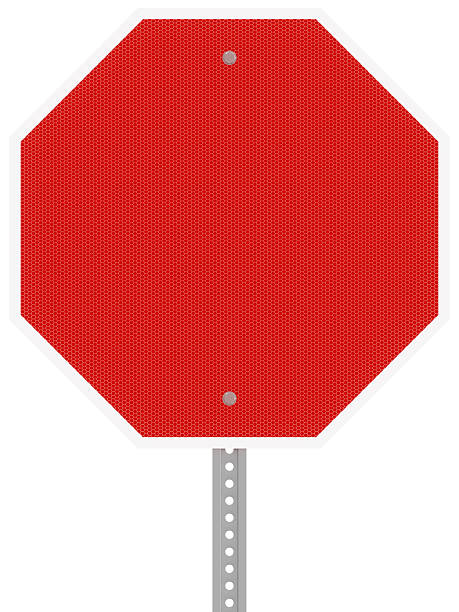 istock Red reflective hexagon stop sign isolated on a white background. 545642744