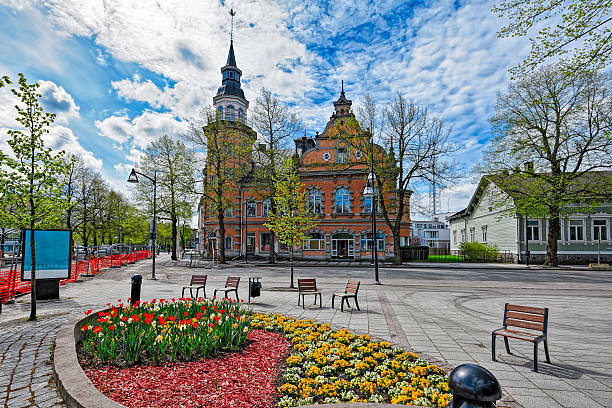 istock Beautiful flower bed and old house 545644314