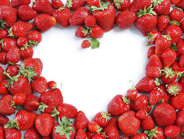 Heart made from deluxe strawberry stock photo