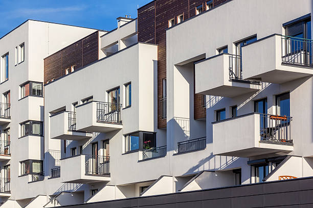 istock Modern white apartment building, Warsaw, Poland 545648204