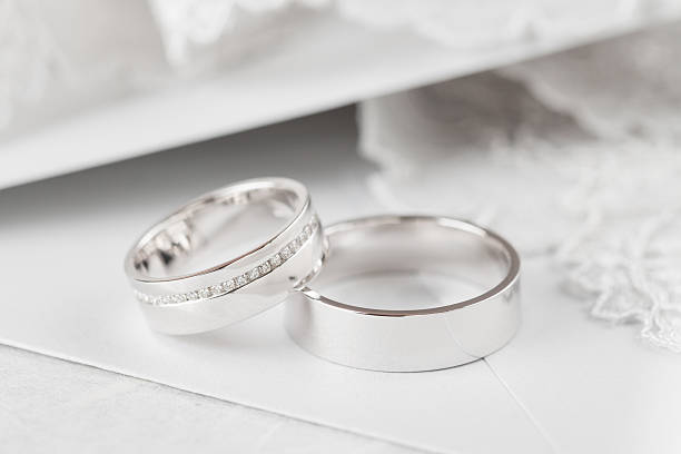 Closeup wedding rings stock photo