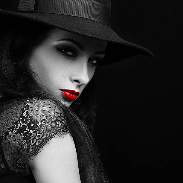 istock Beautiful expressive bright makeup female model with red hot lips 545649592