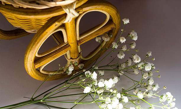 istock Colorful flowers on white bicycle, retro filter. 545649884
