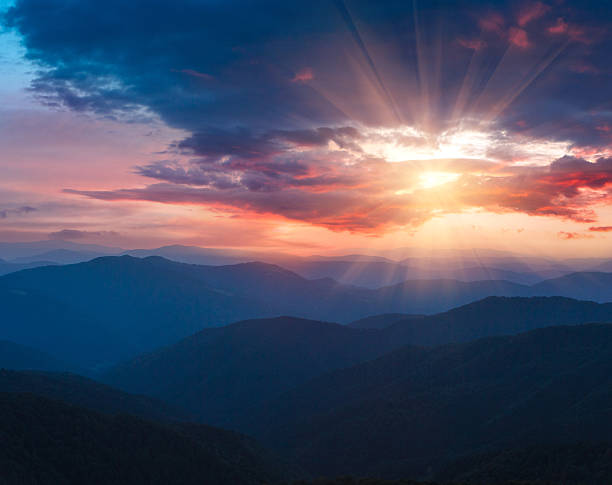 istock Beautiful  panoramic sunset in the mountains landscape. 545650000