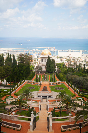 Bahai Temple and view of Haifa, Israel