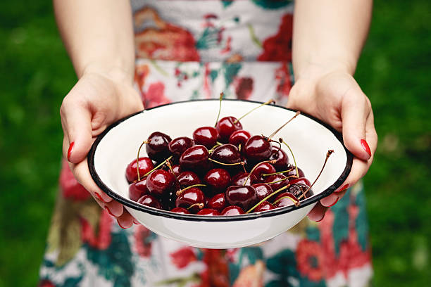 istock Vintage bowl full of cherries. 545652532