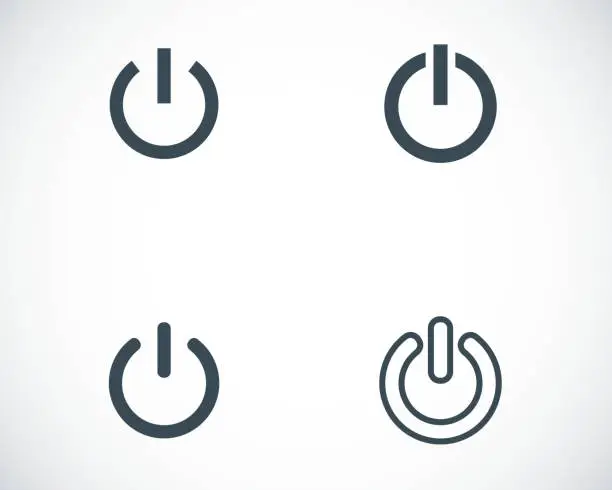 Vector illustration of Vector black shut down icons set