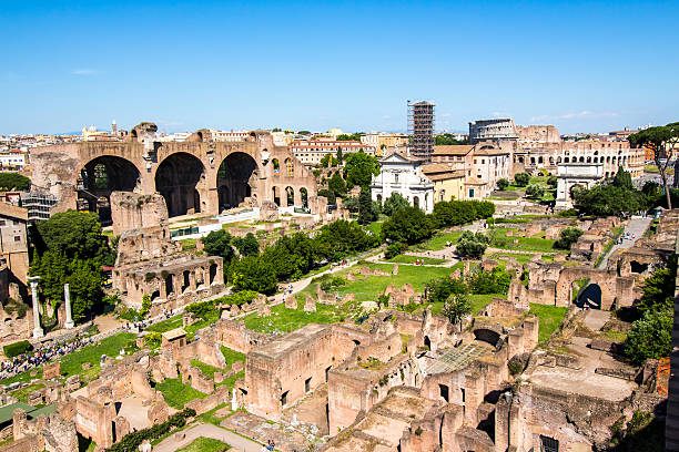 istock Panoramic view over the Roman Forum, Rome, Italy 545654286