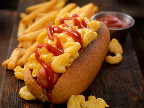 Mac and Cheese Dog With Fries - Photographed on Hasselblad H3D2-39mb Camera