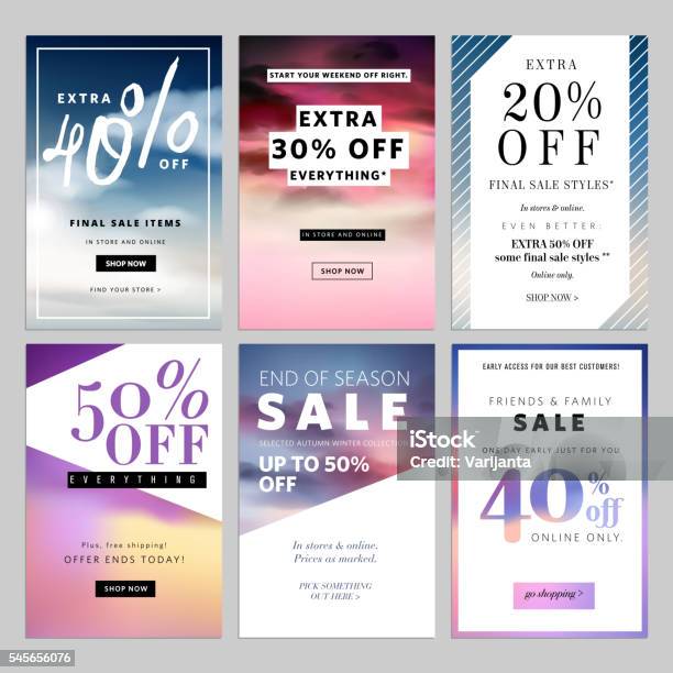 Set Of Sale Banners Vector Illustration For Websites Stock Illustration - Download Image Now