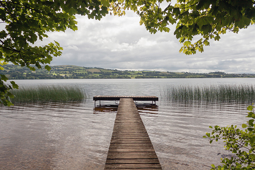 Wooden pier, Lough Derg lake, River Shannon, Ireland