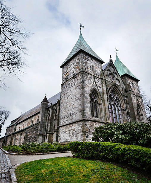 istock Fragment of famous Stavanger Domkirke on dull spring day. 545657830
