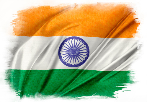 Closeup of silky Indian flag