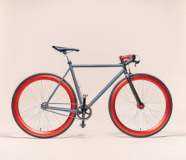 Trendy Grey and Red bicycle - fotografia de stock