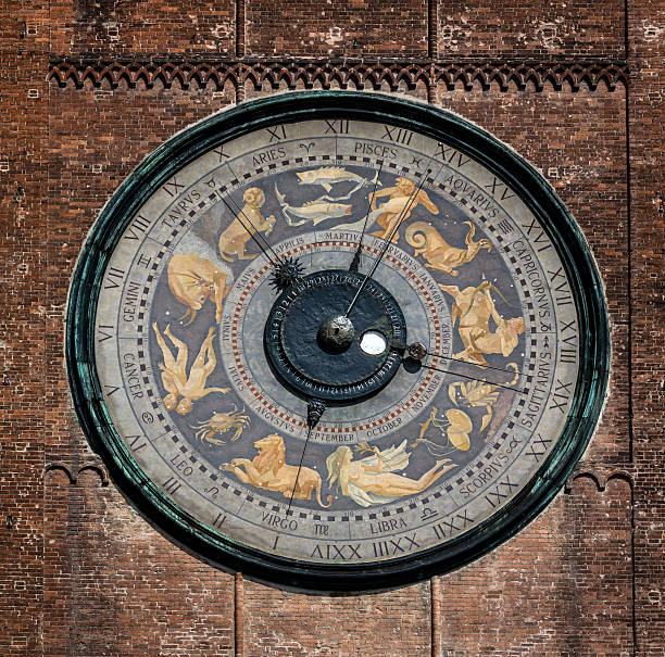 Astronomical clock on the Torrazzo tower, Cremona, Italy stock photo