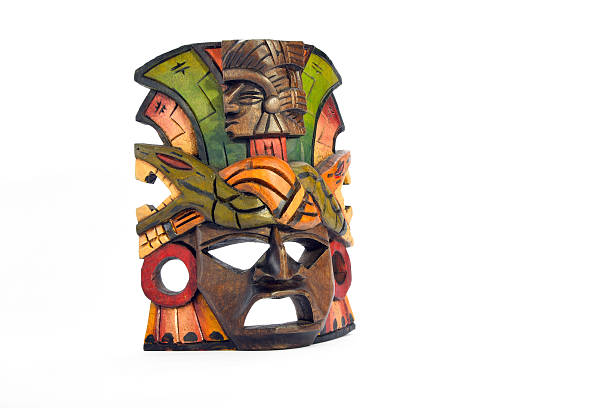 istock Indian Mayan Aztec wooden mask isolated on white 545661124