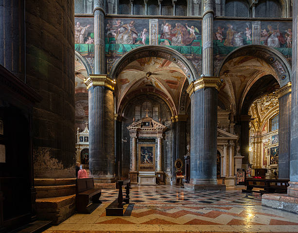 Interior of the Cremona Cathedral stock photo