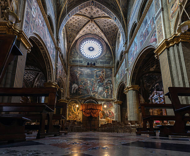 Interior of the Cremona Cathedral stock photo