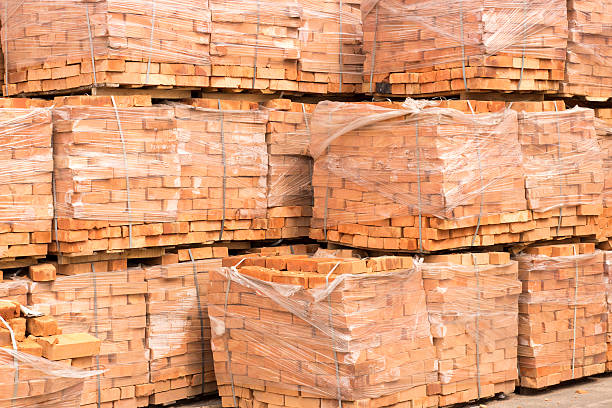 istock trays sealed with red brick and stacked 545669094