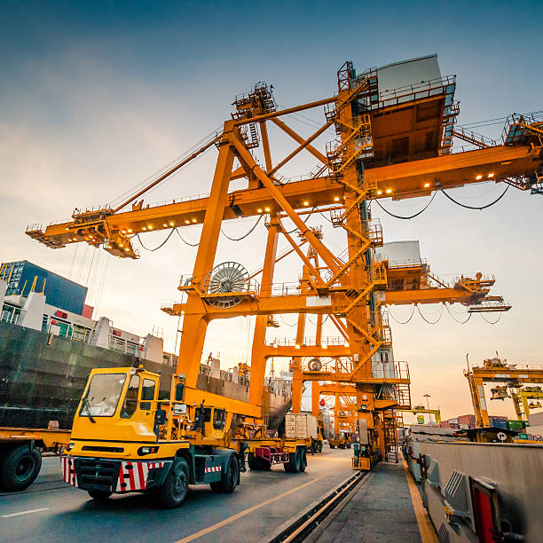istock Container ship and cargo logistic the harbor in Asia , 545671680