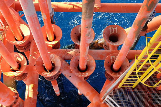 istock Oil and Gas Producing Slots at Offshore Platform, 545672934