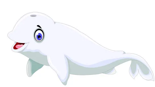 Vector illustration of cute dolphin cartoon smiling