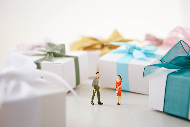 gift parcel box with ribbon bow, isolated on white