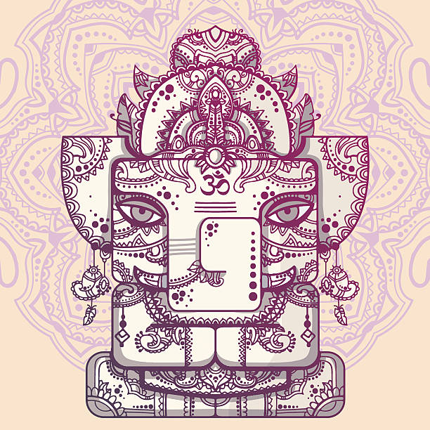 lord ganesha. wektorowa ilustracja indyjskiego boga mądrości i dobrobytu - ganesha indian culture india vector stock illustrations