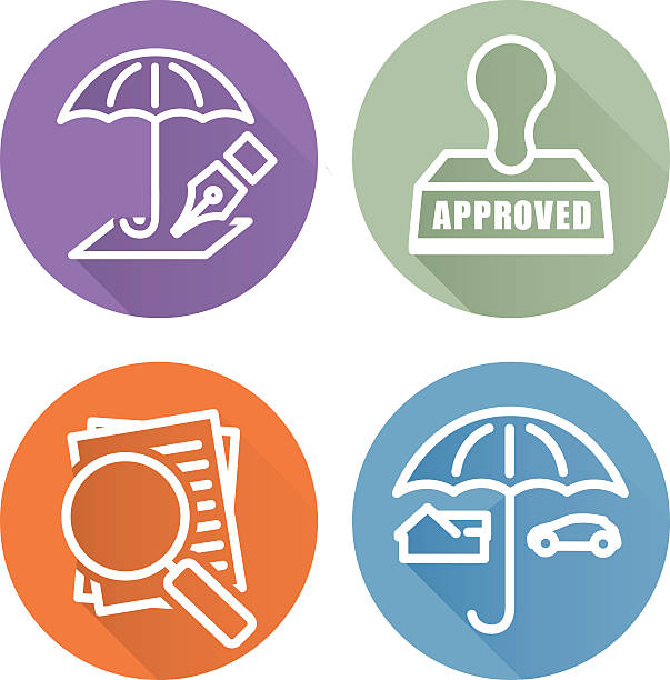 Outline Home and Auto Insurance Icon Set Outline Home and Auto Insurance Icons Isolated on a solid Background insurer stock illustrations