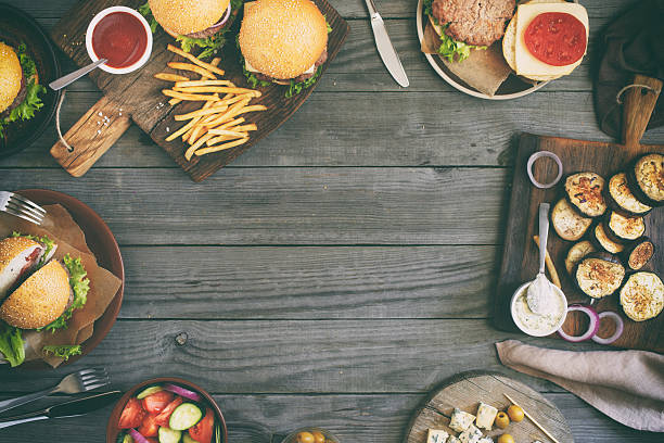 istock Frame from different burgers with grilled vegetables 545679848