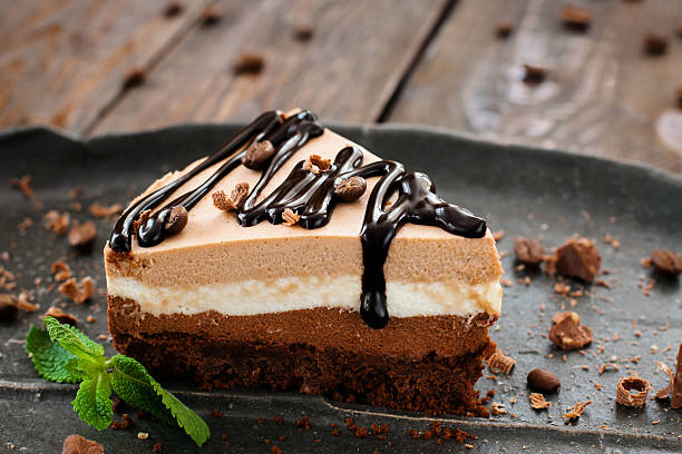 istock Peace of layered sweet chocolate souffle dessert 545772940