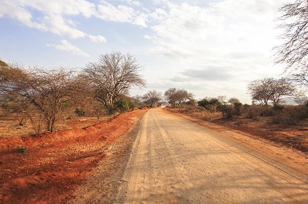 istock African savannah neverending road. Eastern Africa 545775856
