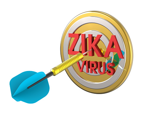 Zika in a target concept. 3D illustration.
