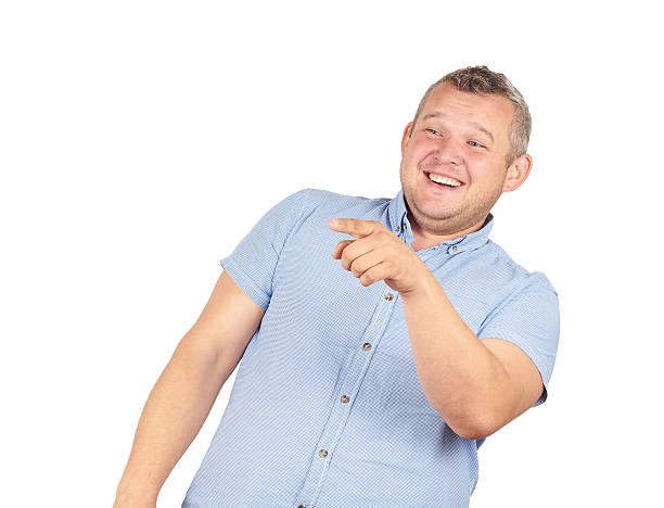 istock Laughter fat man. Haughty kind person. 545782730