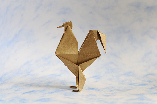 Origami Golden Rooster